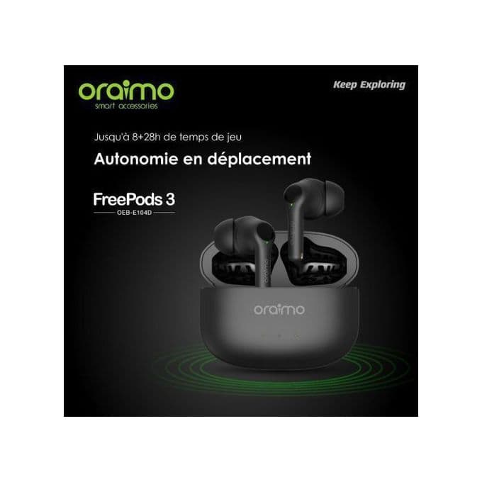 Oraimo écouteurs FreePods 3 TWS Sans Fil Bluetooth Noir