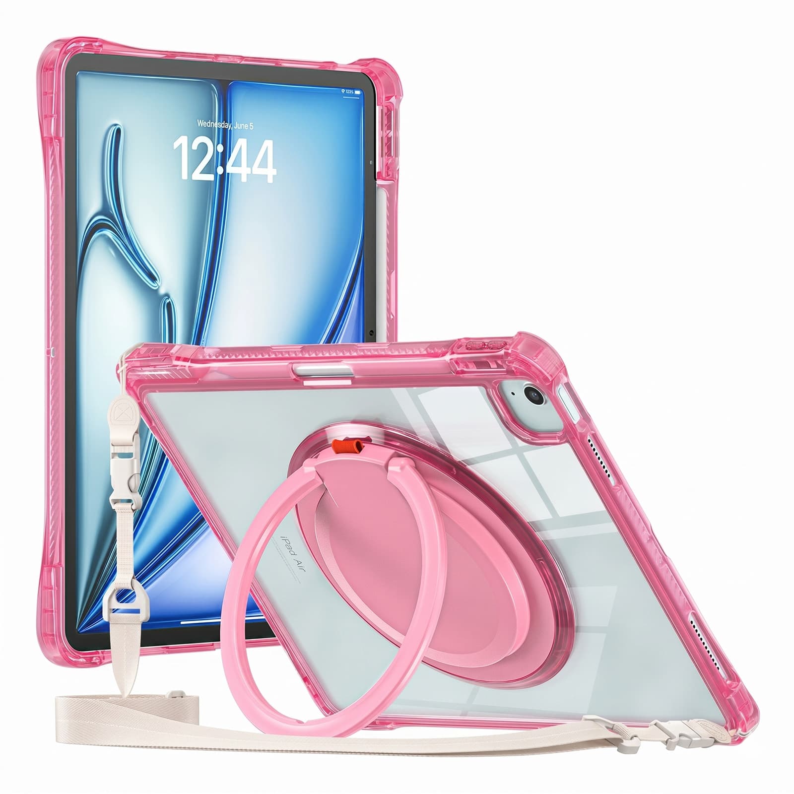oque Antichoc Rose avec Support p. iPad Air 11, 5, 4 et iPad Pro 11 rose