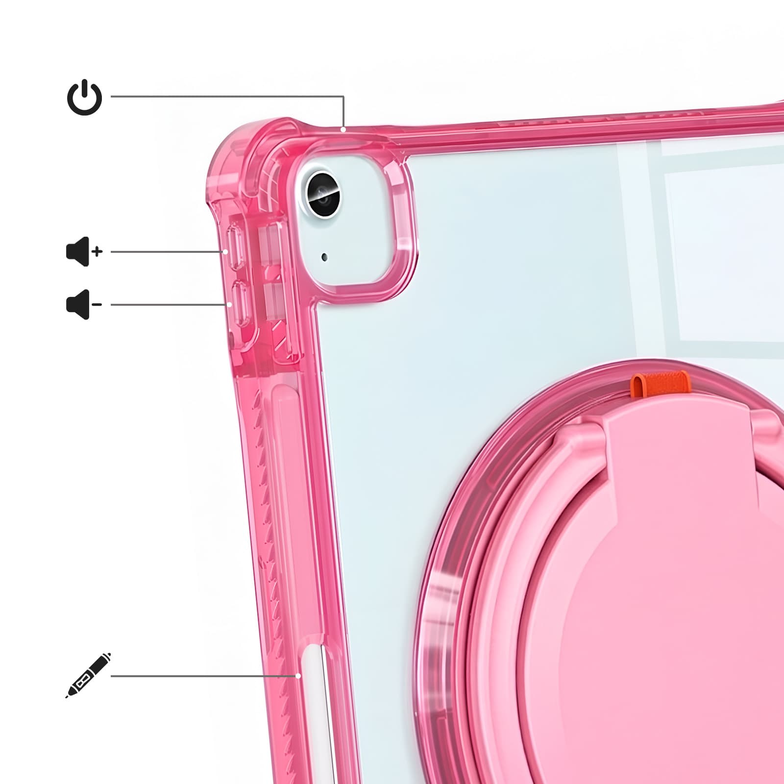 Coque Antichoc Rose avec Support p. iPad Air 11, 5, 4 et iPad Pro 11