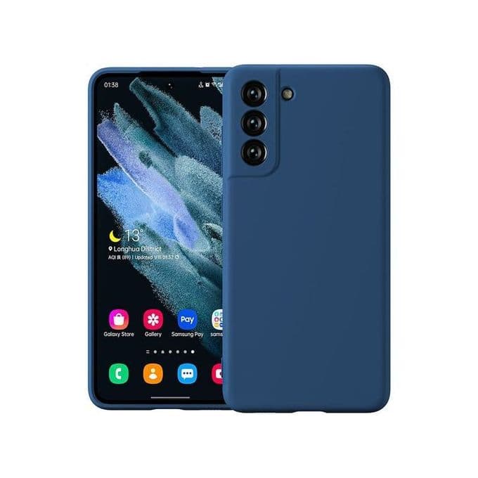 pochette Samsung S22 plus en Silicone Liquide Bleu