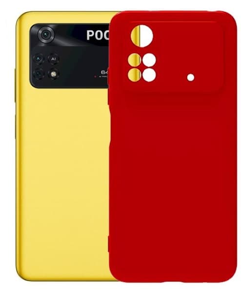 Pochette Poco M4 pro 4G, liquide Souple et Mince Rouge
