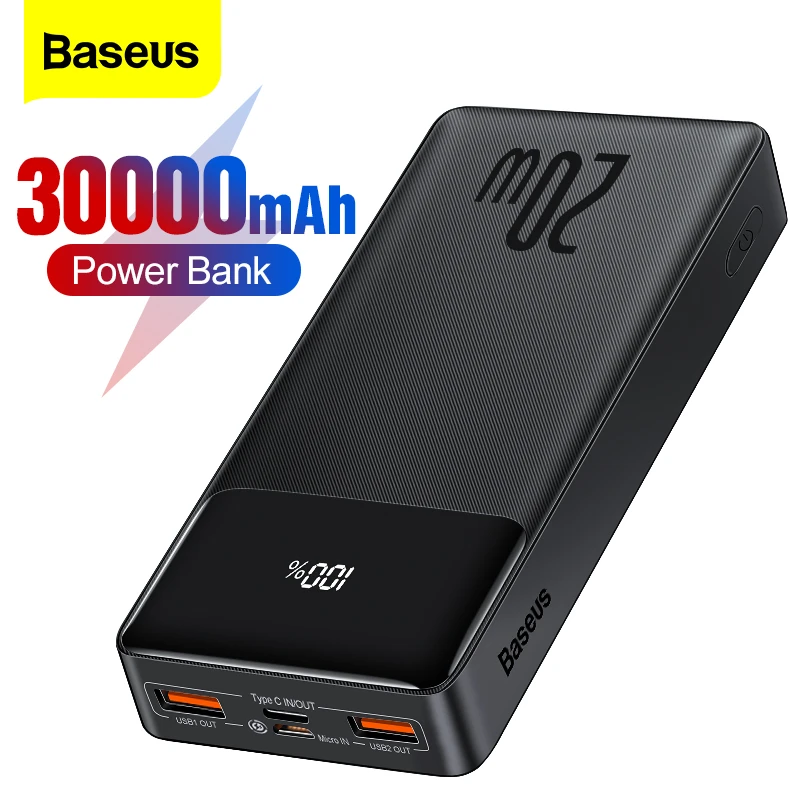 Baseus 65W Power Bank 30000mAh USB C PD Charge Maroc
