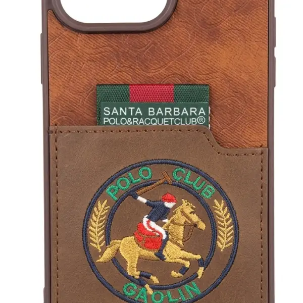 Coque iPhone 16 Pro max Luxe Effet Cuir avec Porte-Carte – Style Polo Club Premium Antichoc